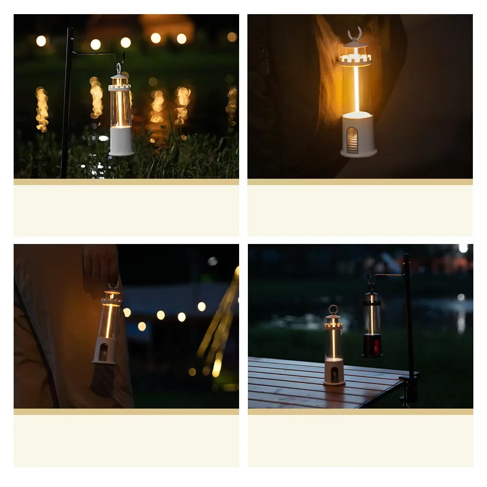 Portable Beacon Atmosphere Camping Lights Moon Lamp Projector Lighthouse Decor Dimmable Rechargeable Hooks Outdoor Creative Dec