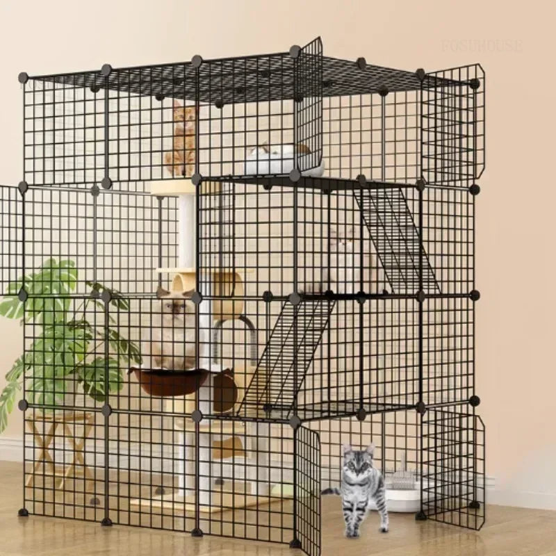 Multi-layer Wrought Iron Cat Cage Household Villa Pet Product Large Free Space Indoor Balcony Free Assembly Cat House Pet Cage H