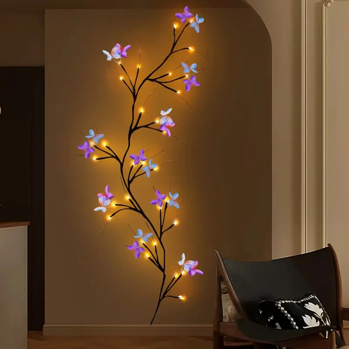 1pc 30LED Charming Willow Tree Lights with Butterfly USB Powered 8 Lighting Modes Indoor Outdoor Waterproof