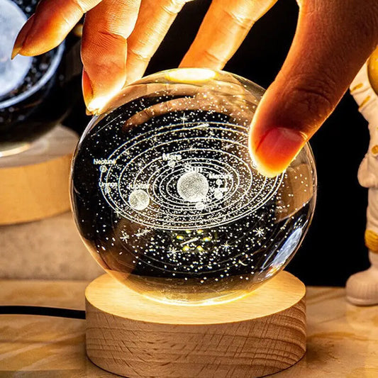 USB Night Light LED Crystal Ball Table Lamp 3D Moon Planet Galaxy Decor for Home Table Lamp Party Toys for Kids Adult Xmas Gifts