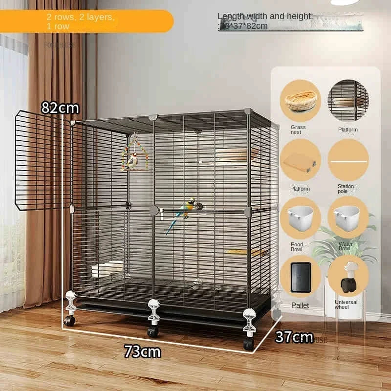 Bird Cages with Storage Roof for Household Large Space Parrot Bird Cage Light Luxury Pets House Budgie Breeding Delivery Room H