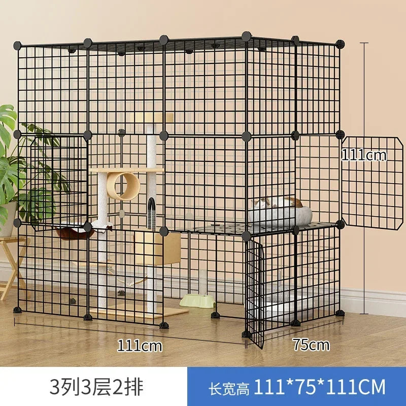 Multi-layer Wrought Iron Cat Cage Household Villa Pet Product Large Free Space Indoor Balcony Free Assembly Cat House Pet Cage H