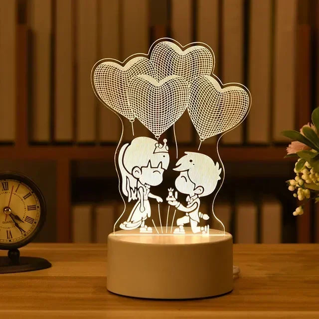 Romantic Love 3D Led Lamp for Home Kids Children's Night Light Wedding Decoration Birthday Party Valentine's Day Bedside Lamp