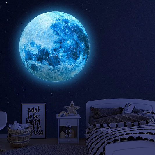 Glow in The Dark Moon Wall Sticker for Kids Baby Room 3D Space Planet Wall Sticker Living Room or bed room