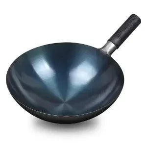 32/34cm Seasoning Blue Iron Wok Uncoated Nonstick Pot Lightweight Classic Chef Wok Outdoor Kitchen Cookware for Gas Stove