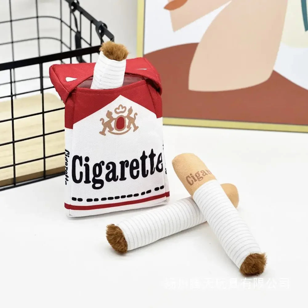 Dog Toy Creative Cigarette Interactive Fun Plush Chewable Cigarette Case Good Gift Grinding Teeth Squeak For Dogs Accessories