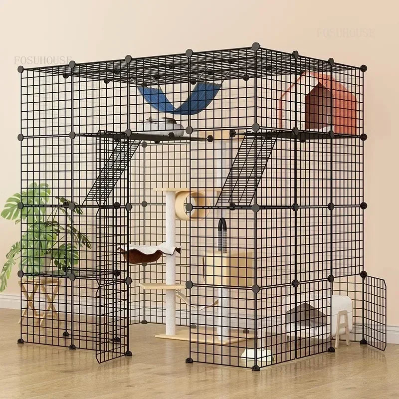 Multi-layer Wrought Iron Cat Cage Household Villa Pet Product Large Free Space Indoor Balcony Free Assembly Cat House Pet Cage H