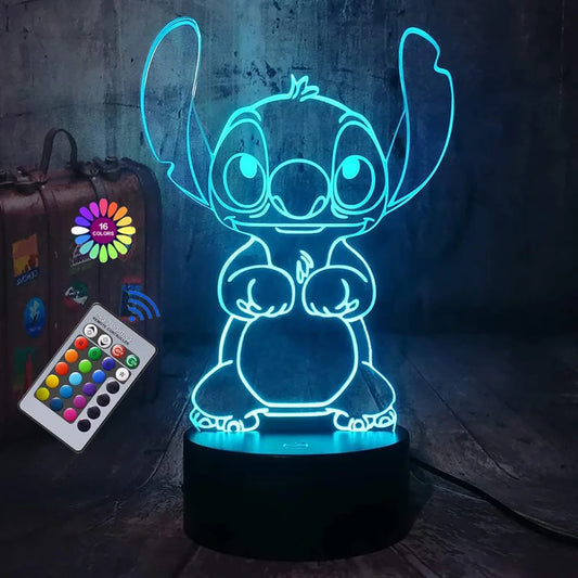 3D Illusion Stitch Night Light with Remote Control and Smart Touch Decor Lamp Birthday Valentine's Day Christmas Gifts