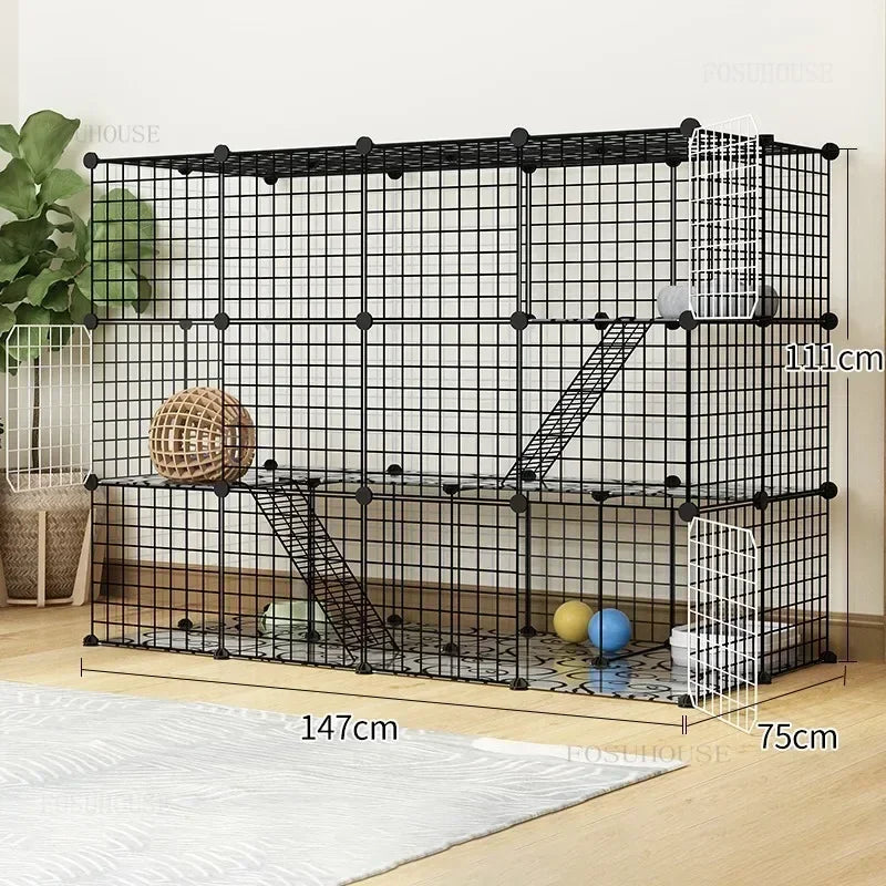 Multi-layer Wrought Iron Cat Cage Household Villa Pet Product Large Free Space Indoor Balcony Free Assembly Cat House Pet Cage H