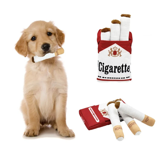 Dog Toy Creative Cigarette Interactive Fun Plush Chewable Cigarette Case Good Gift Grinding Teeth Squeak For Dogs Accessories