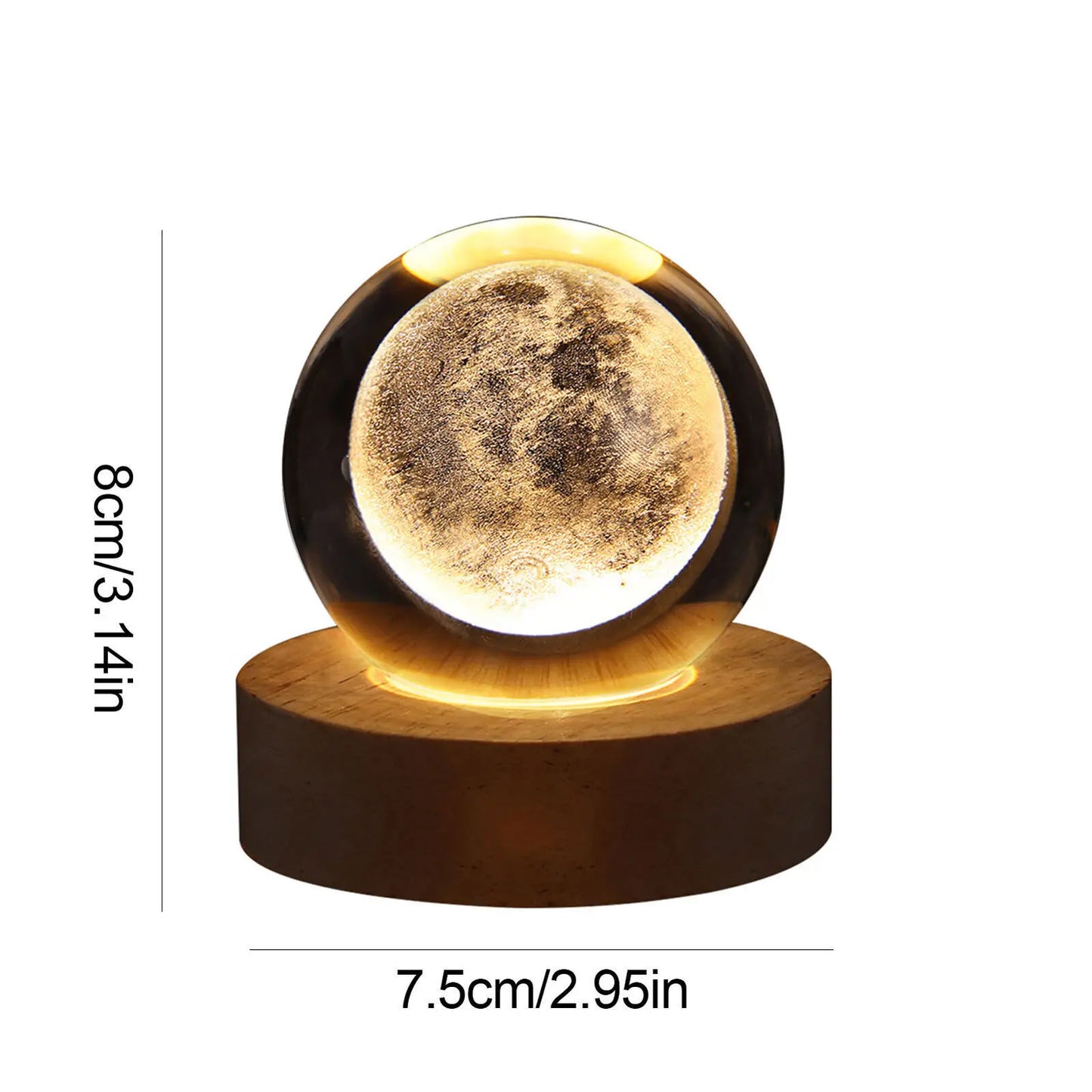 USB Night Light LED Crystal Ball Table Lamp 3D Moon Planet Galaxy Decor for Home Table Lamp Party Toys for Kids Adult Xmas Gifts