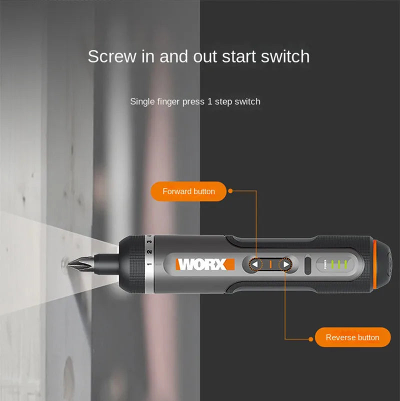 WORX WX242 Mini Electrical Screwdriver Set Smart Cordless Electric Screw Driver Rechargeable With 30 Bit Set Power Drill Tools