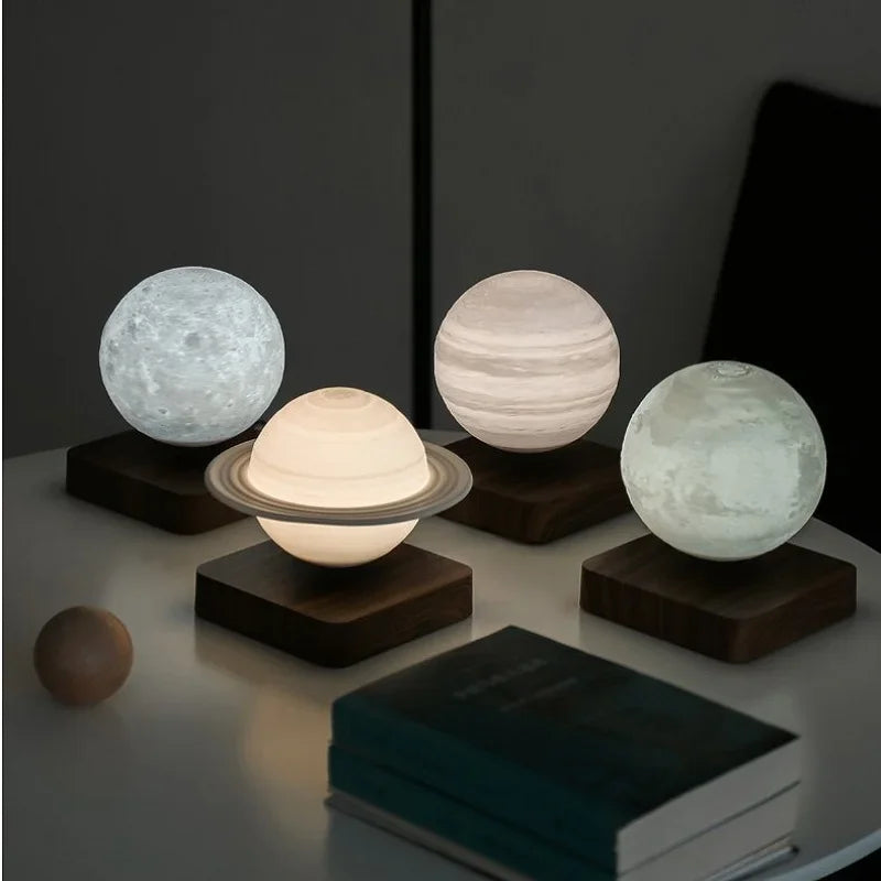 3D Magnetic Levitating Saturn Lamp Night Light 3 Colors Rotating Wireless LED Floating Lamp For Beedroom Novelty Gifts