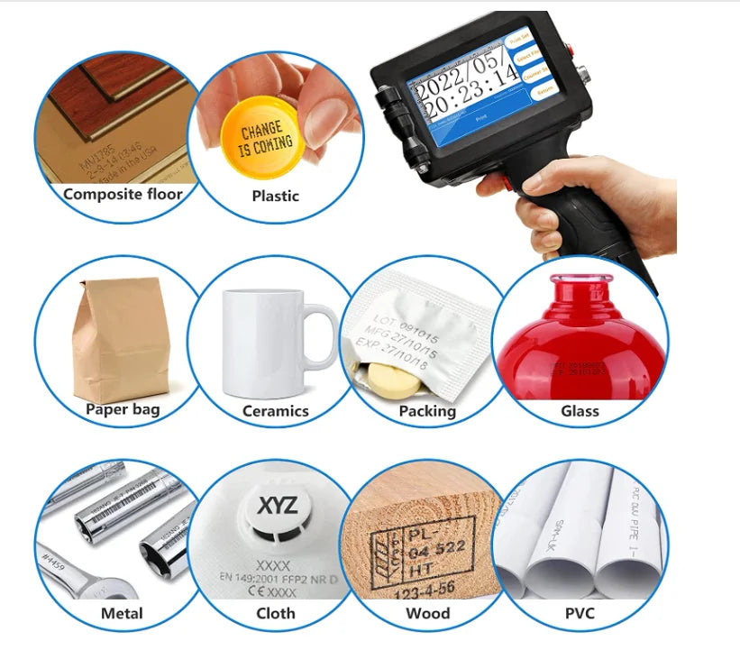 12.7MM Portable Handheld Inkjet Printer Production Date Barcode Label Coding Machine Batch Number QR Permanent Quick Drying