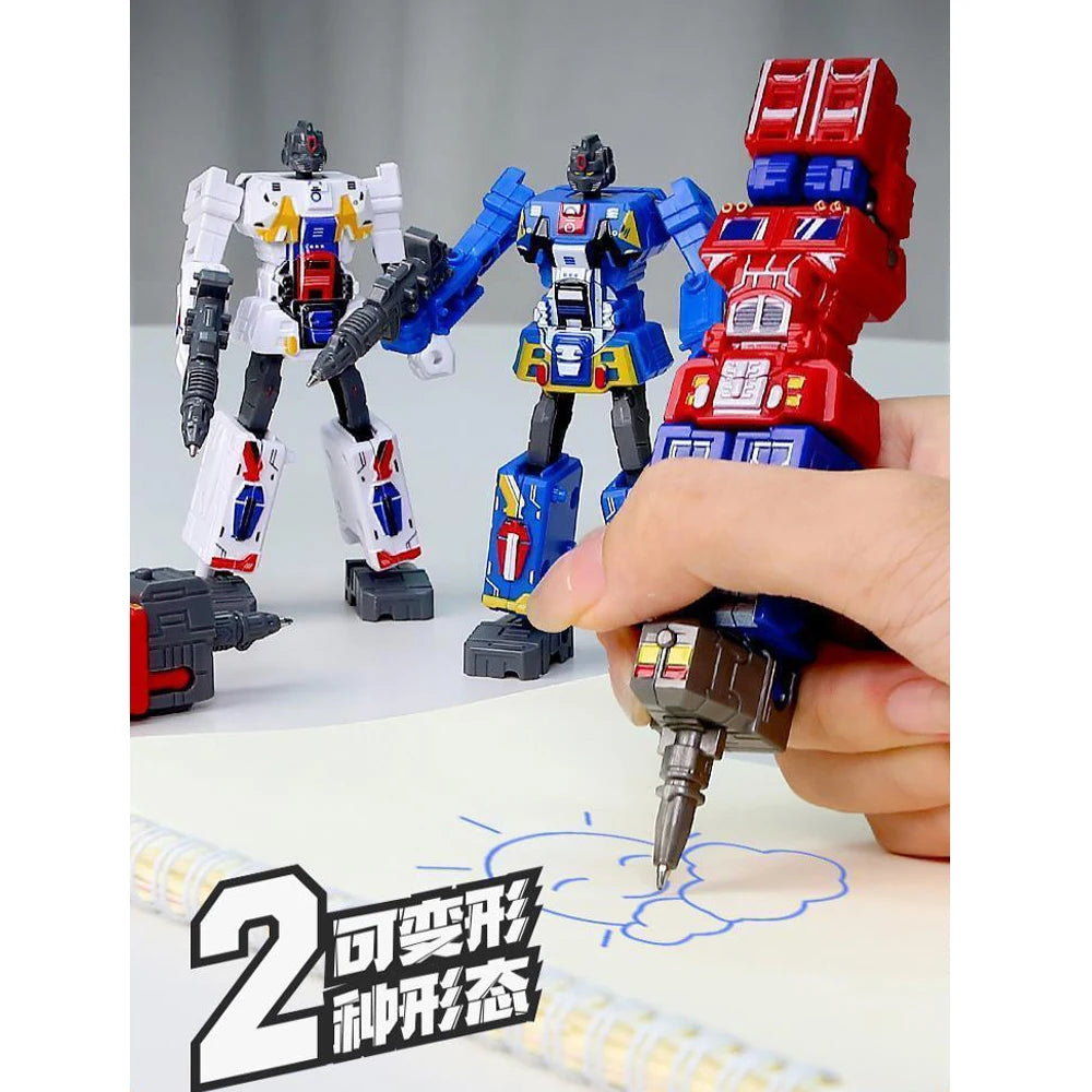 2IN1 Transformation Robot Pen Toy Deformable Ballpoint Pen Rotary Joint Robot Deformation Action Figure Model Toys for Children