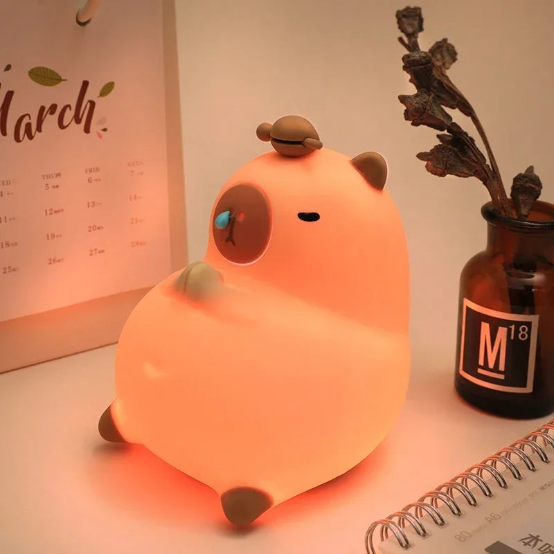 Capybara Night Light Children Alarm Clock Night Lamp Cute Shape Charging Timing Snooze Lighting Desktop Decoration Children Gift