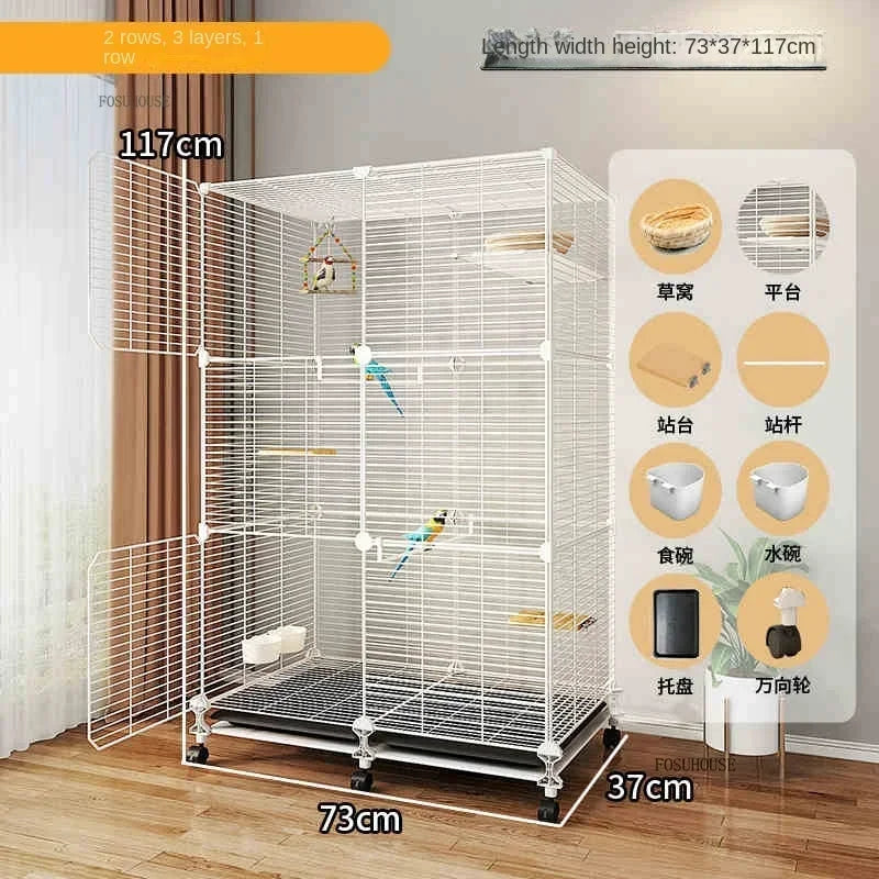 Bird Cages with Storage Roof for Household Large Space Parrot Bird Cage Light Luxury Pets House Budgie Breeding Delivery Room H