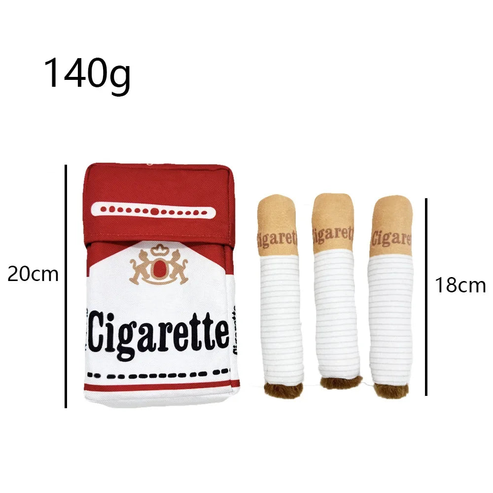 Dog Toy Creative Cigarette Interactive Fun Plush Chewable Cigarette Case Good Gift Grinding Teeth Squeak For Dogs Accessories