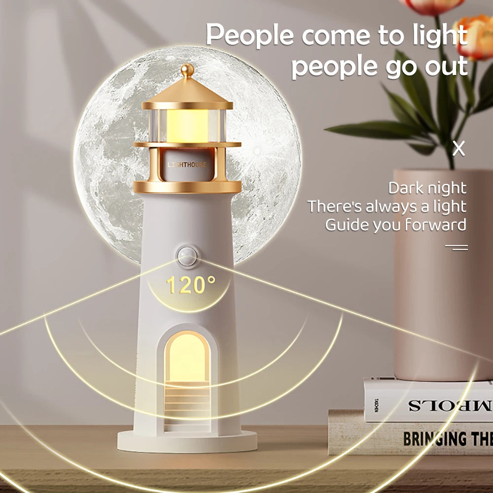 Portable Beacon Atmosphere Camping Lights Moon Lamp Projector Lighthouse Decor Dimmable Rechargeable Hooks Outdoor Creative Dec