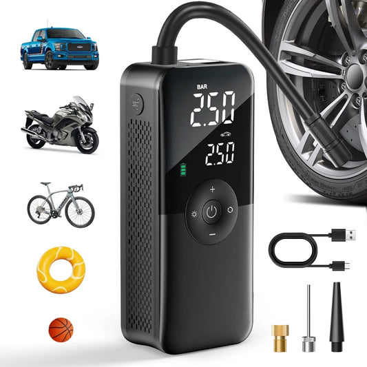 Portable Tire Inflator Rechargeable Electric Inflator For Car  Bicycle Digital Air Compressor Football Ball Inflator Pump