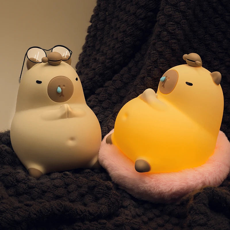 Capybara Night Light Children Alarm Clock Night Lamp Cute Shape Charging Timing Snooze Lighting Desktop Decoration Children Gift