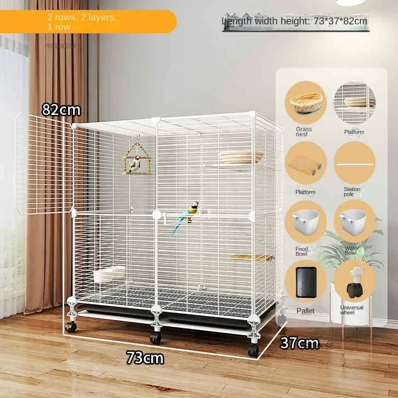 Bird Cages with Storage Roof for Household Large Space Parrot Bird Cage Light Luxury Pets House Budgie Breeding Delivery Room H