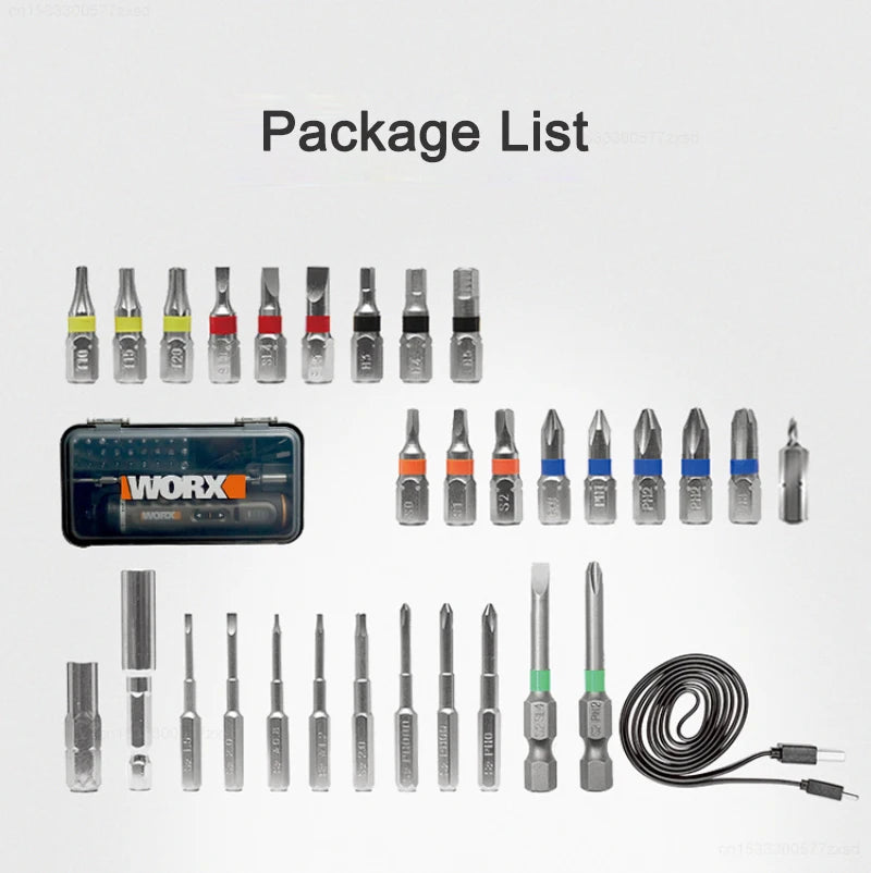 WORX WX242 Mini Electrical Screwdriver Set Smart Cordless Electric Screw Driver Rechargeable With 30 Bit Set Power Drill Tools