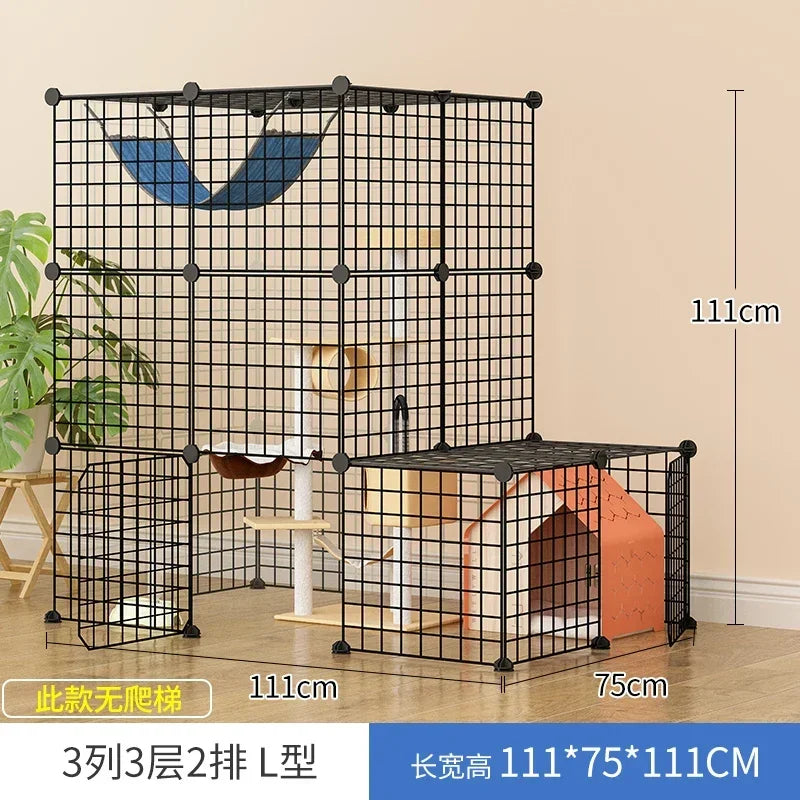 Multi-layer Wrought Iron Cat Cage Household Villa Pet Product Large Free Space Indoor Balcony Free Assembly Cat House Pet Cage H